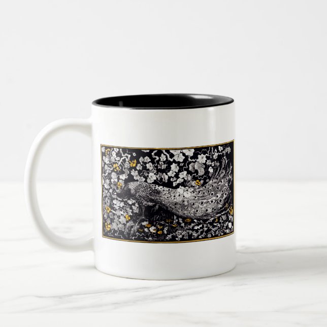 Theo Van Hoytema Retro Peacock Clip Art Black und Zweifarbige Tasse (Links)