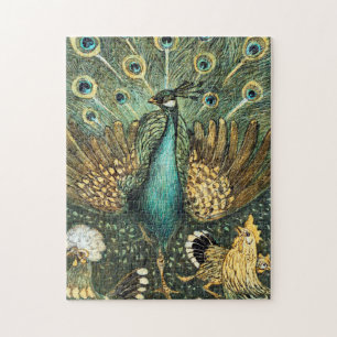 Theo Van Hoytema Vintage Pfau geöffneter Flügel Pf Puzzle