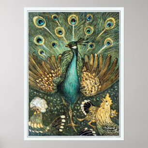 Theo Van Hoytema Vintage Pfau offene Flügel Pfau Poster