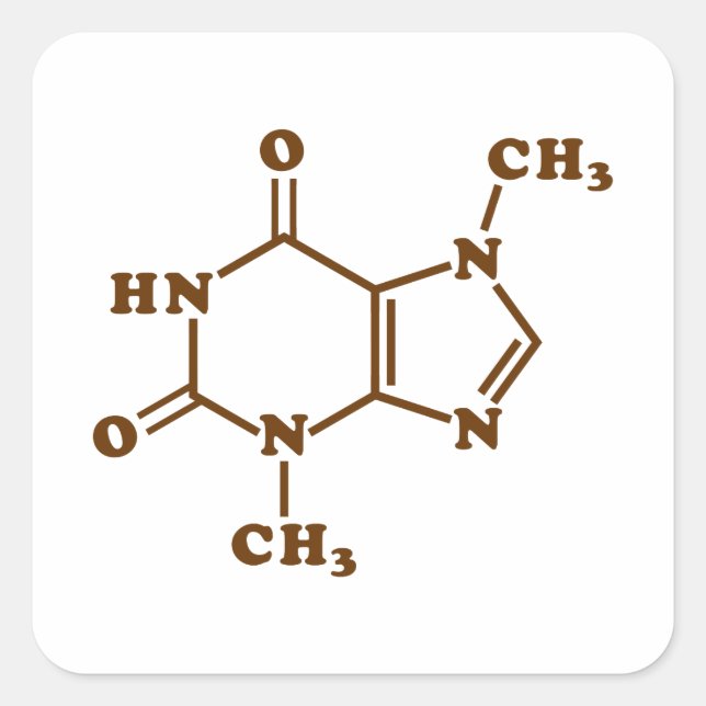 Theobrominmolekulare chemische Formel Quadratischer Aufkleber (Vorderseite)