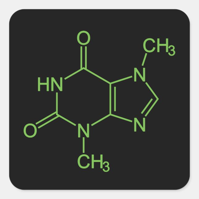 Theobrominschokolade Molekül Chemisches Diagramm Quadratischer Aufkleber (Vorderseite)