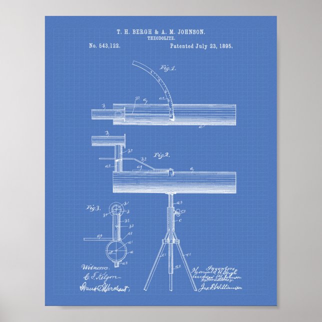 Theodolite 1895 Patent Art Blueprint Poster (Vorne)