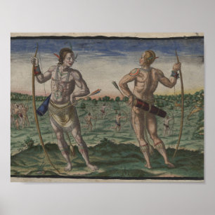 Theodor de Bry, 1528-1598, Indianeramerikaner im K Poster
