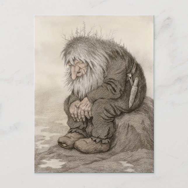 Theodor Kittelsen Troll fragt sich, wie alt der CC Postkarte (Vorderseite)