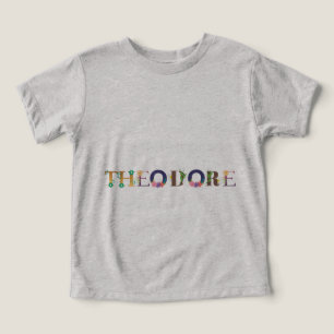 THEODORE Name Kunst mit bestickten Blume