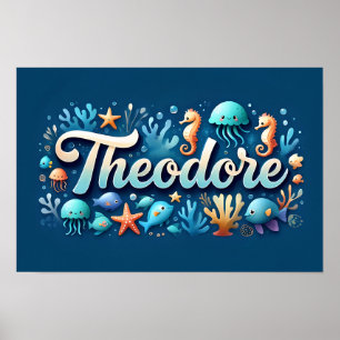 Theodore Ocean Kinderzimmer Unterwasser-Meerestier Poster