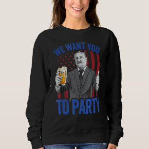 Theodore Roosevelt 4. Juli Men American Flag U Sweatshirt