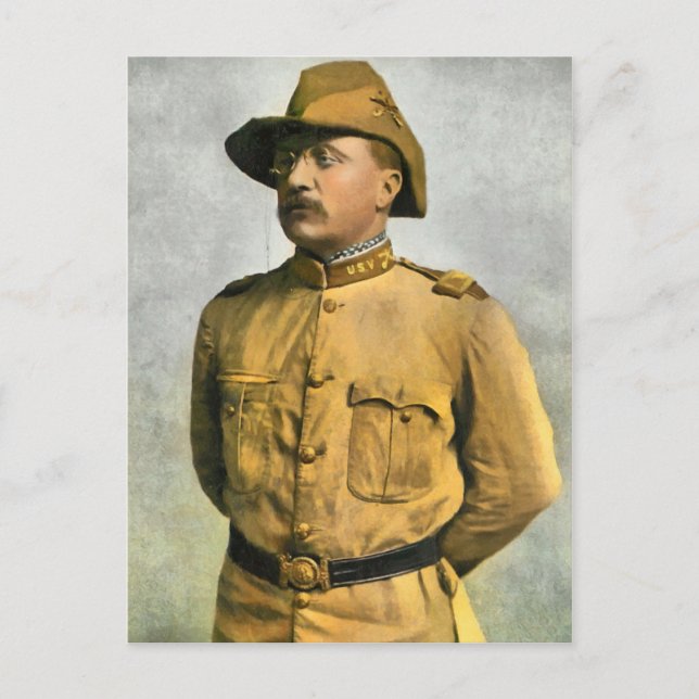 THEODORE ROOSEVELT ALS REITER POSTKARTE (Vorderseite)
