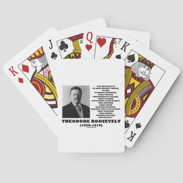 Theodore Roosevelt Dare Mighty Threads Zitat Spielkarten (Rückseite)