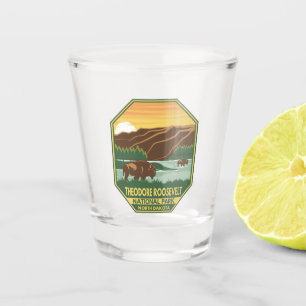 Theodore Roosevelt Nationalpark Bison Retro Schnapsglas