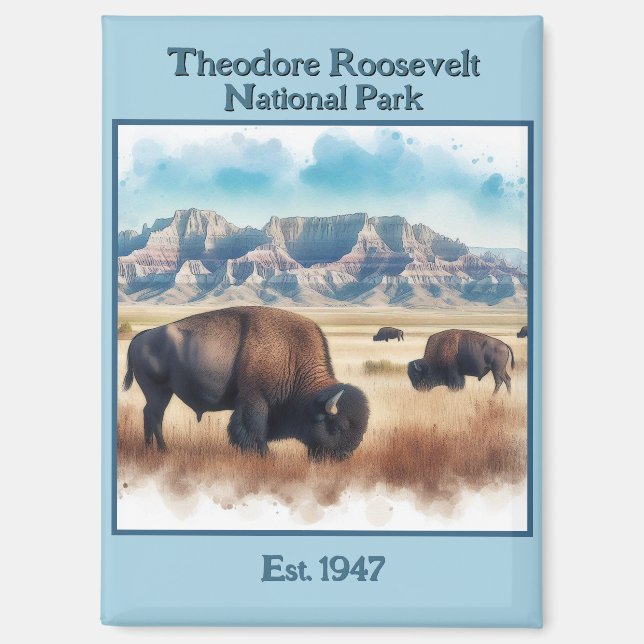Theodore Roosevelt Nationalpark Bison Souvenir Magnet (Vorderseite)