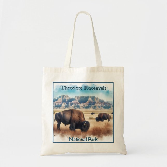 Theodore Roosevelt Nationalpark Bison Souvenir Tragetasche (Vorne)