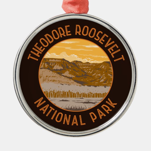 Theodore Roosevelt Nationalpark Retro erschüttert Ornament Aus Metall (Vorne)
