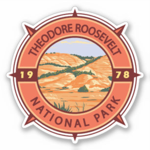 Theodore Roosevelt Nationalpark Retro Kompass Aufkleber