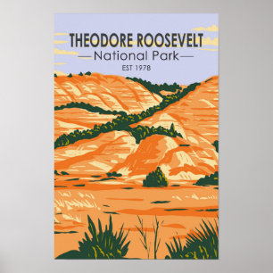Theodore-Roosevelt-Nationalpark Vintage Poster