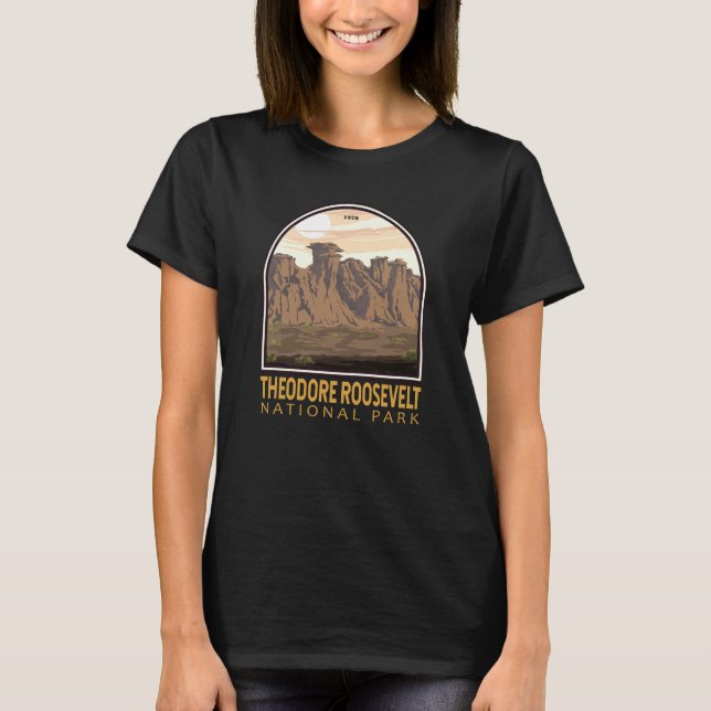 Theodore Roosevelt Nationalpark Vintages Emblem T-Shirt (Vorderseite)