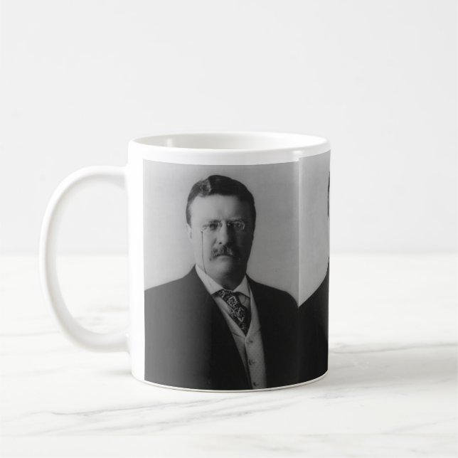 Theodore Roosevelt-Porträt Kaffeetasse (Links)