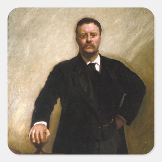 Theodore Roosevelt Quadratischer Aufkleber (Vorderseite)