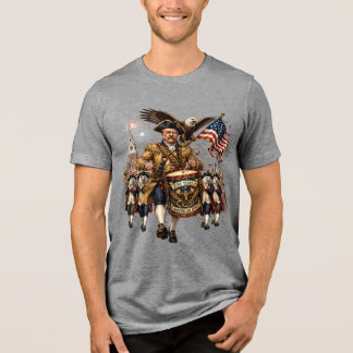 Theodore Roosevelt Revolutionärer Trommler 4. Juli Tri-Blend Shirt