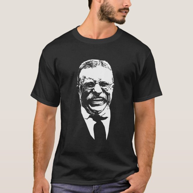 Theodore Roosevelt -- Schwarzweiss T-Shirt (Vorderseite)
