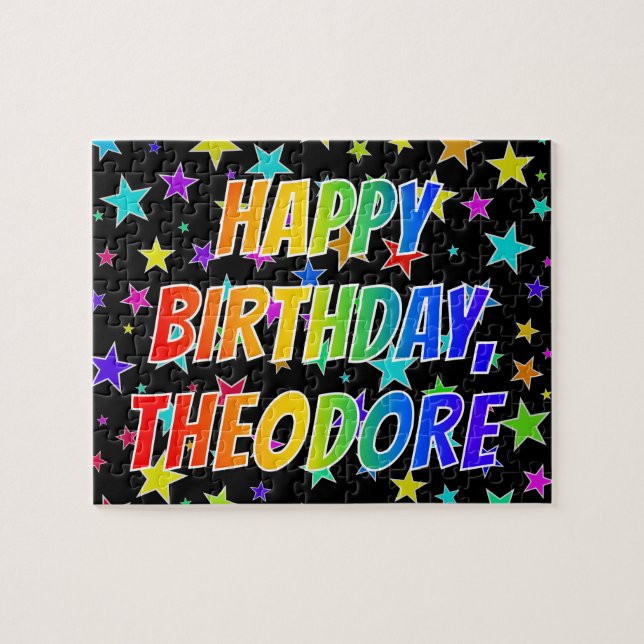 "THEODORE" Vorname, Spaß "GLÜCKLICHER GEBURTSTAG" Puzzle (Horizontal)