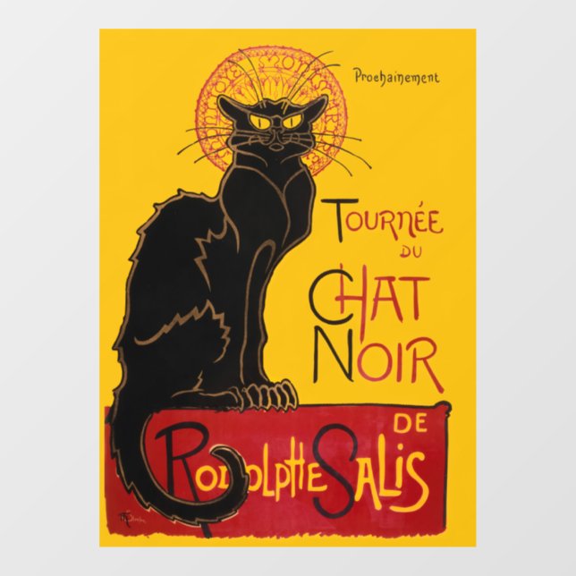 Theophile Steinlen - Le Chat Noir Vintag Fensteraufkleber (Blatt)
