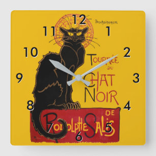 Theophile Steinlen - Le Chat Noir Vintage Quadratische Wanduhr