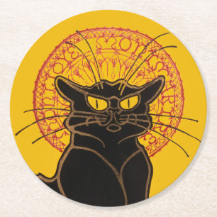 Theophile Steinlen - Le Chat Noir Vintage Runder Pappuntersetzer