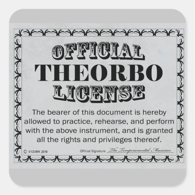 Theorbo License Square Aufkleber (Vorderseite)