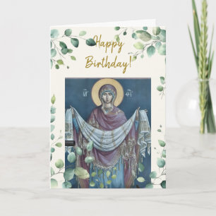 Theotokos Beschützerin Orthodoxe Ikone Geburtstag Karte