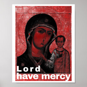 Theotokos-Ikone Herr Hab Erbarmen Aufkleber Poster