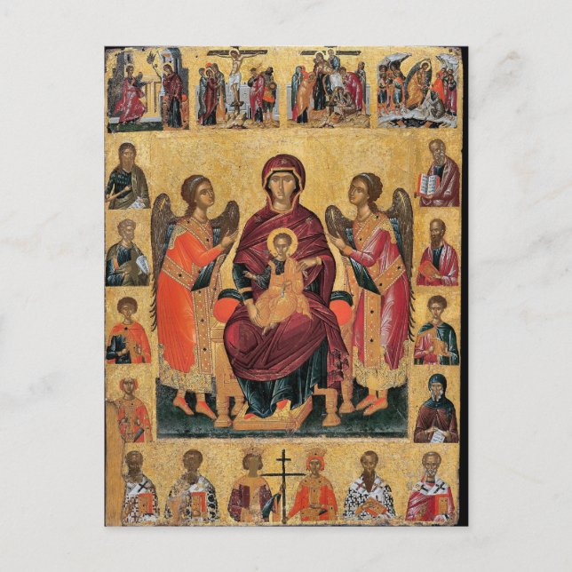 Theotokos und Christ Child begeistert orthodoxes S Postkarte (Vorderseite)