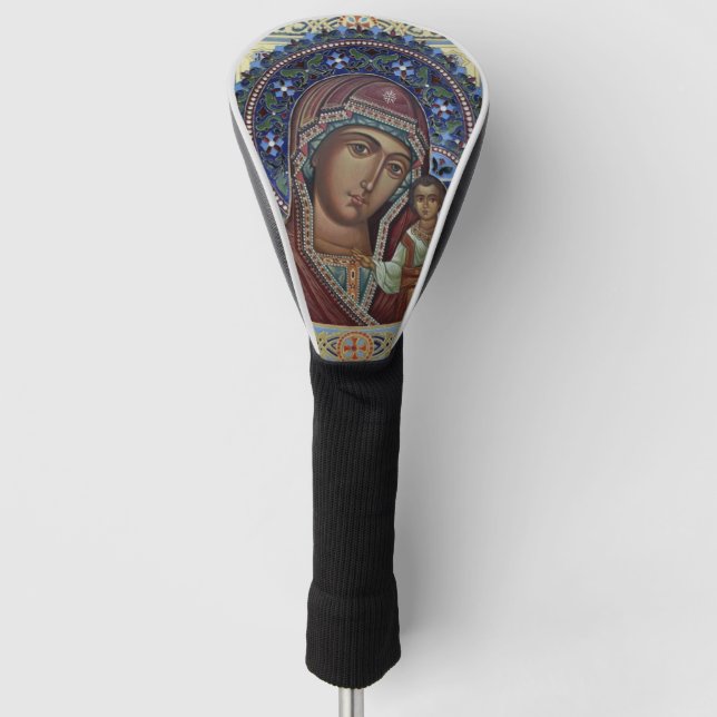 Theotokos und Christenkind mit Verzierten Rahmen Golf Headcover (Vorderseite)