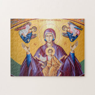 Theotokos und Christliches Kind mit Engelsymbol Puzzle