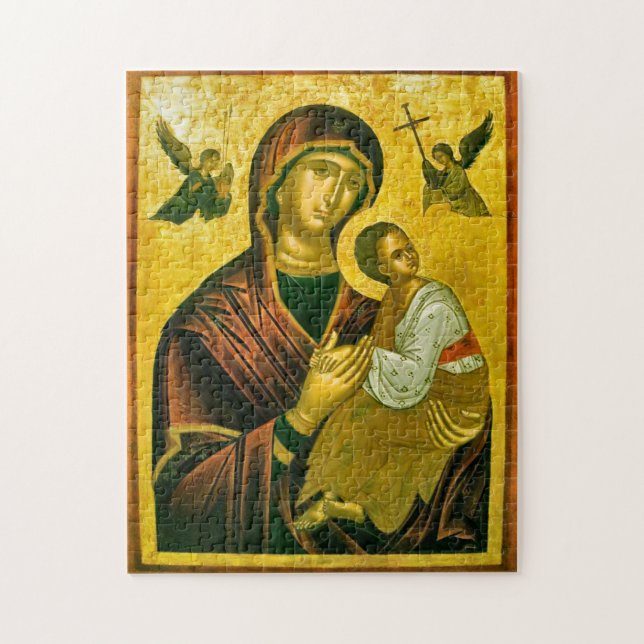 Theotokos und Christliches Kind mit Engelsymbol Puzzle (Vertikal)