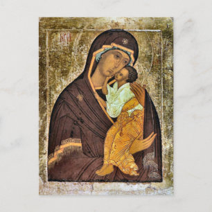 Theotokos und das Christ Child Icon Postkarte
