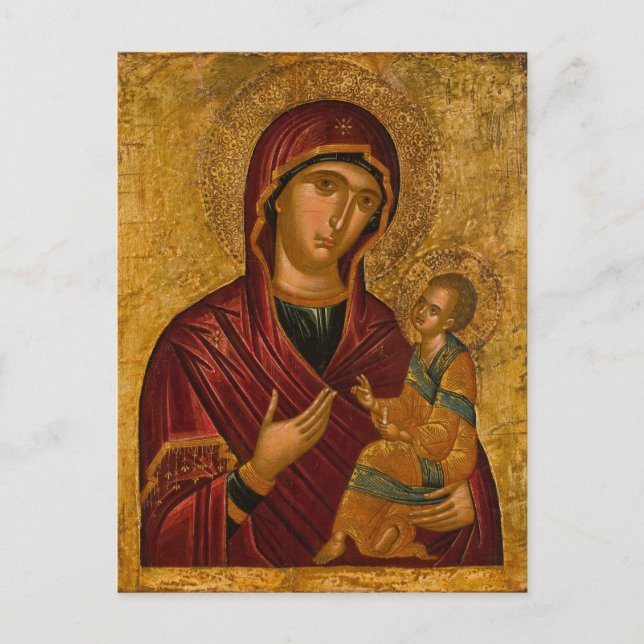 Theotokos und das christlich-orthodoxe Kind Christ Postkarte (Vorderseite)