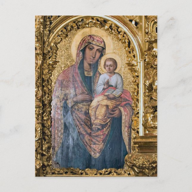 Theotokos und das christlich-orthodoxe Symbol Postkarte (Vorderseite)