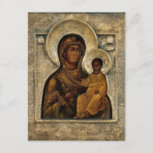 Theotokos und das christlich-orthodoxe Symbol Postkarte