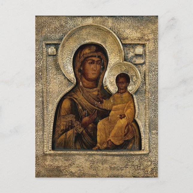 Theotokos und das christlich-orthodoxe Symbol Postkarte (Vorderseite)
