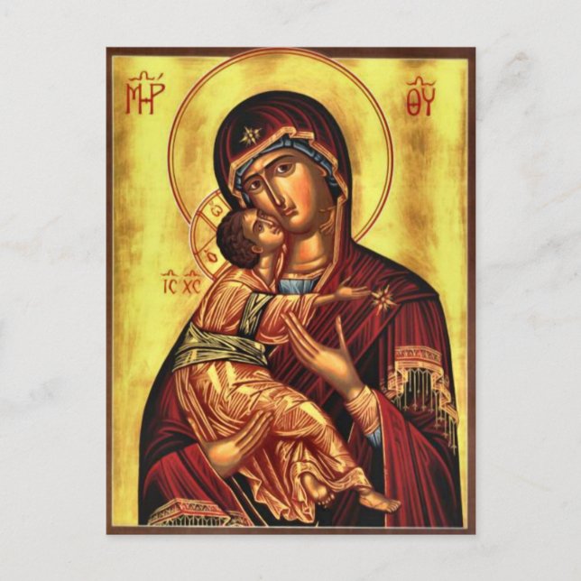 Theotokos und das christlich-orthodoxe Symbol Postkarte (Vorderseite)