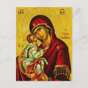 Theotokos und das Christus-Kind Orthodoxe Ikone Postkarte