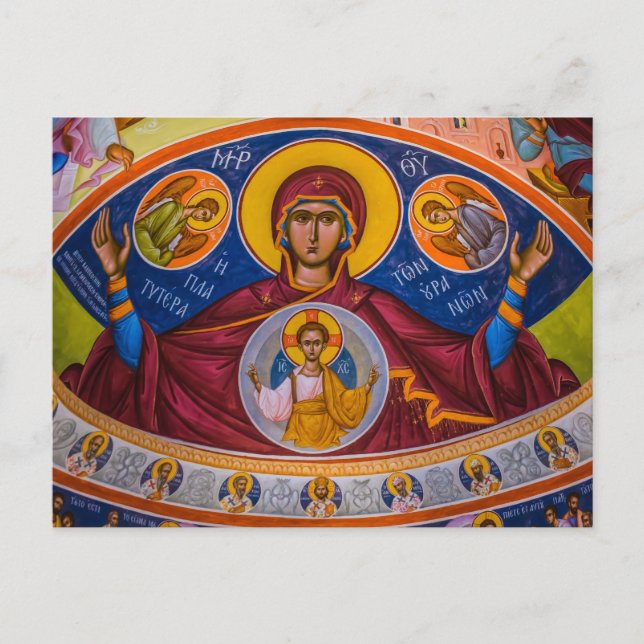 Theotokos und das Christuskind mit Engelsymbol Postkarte (Vorderseite)