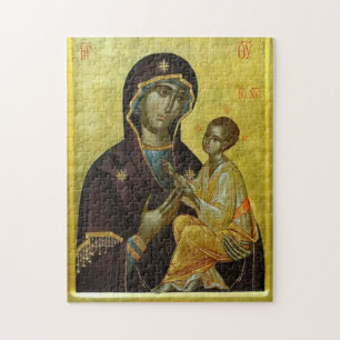 Theotokos und der Christ Child Gold Hintergrund Puzzle