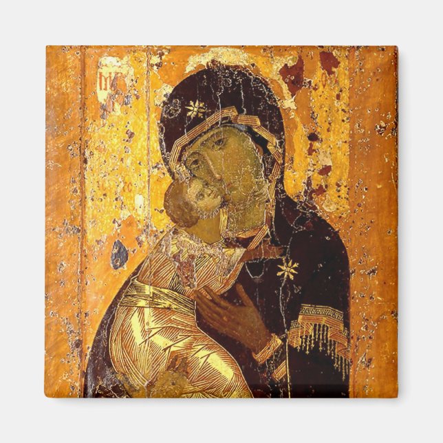 Theotokos von Wladimir Orthodox Christliches Symbo Magnet (Vorne)
