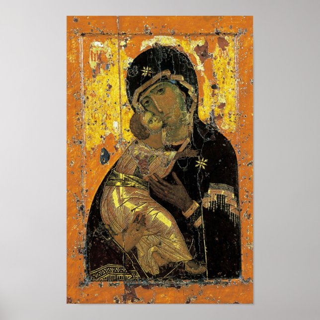 Theotokos von Wladimir Orthodox Icon Print Poster (Vorne)