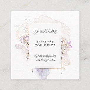 Therapeut Berater Serene Flower Wasserfarbe Wasche Quadratische Visitenkarte