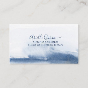 Therapeut Berater Serene Indigo Wasserfarbe Visitenkarte