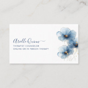 Therapeut Berater Serene Indigo Wasserfarbe Visitenkarte