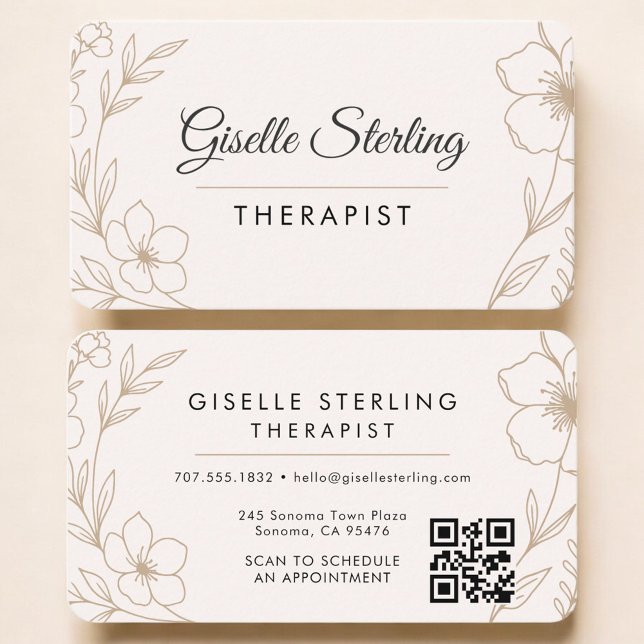 Therapeut Botanischer Florist QR-Code Professional Visitenkarte (Von Creator hochgeladen)